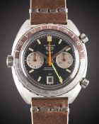 A GENTLEMAN'S STAINLESS STEEL HEUER AUTAVIA GMT AUTOMATIC CHRONOGRAPH WRIST WATCH CIRCA 1970s,