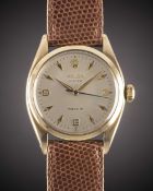 A GENTLEMAN'S 9CT SOLID GOLD ROLEX OYSTER PRECISION WRIST WATCH CIRCA 1959, REF. 6426 WITH 3-6-9 