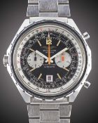 A GENTLEMAN'S STAINLESS STEEL IRAQI MILITARY AIR FORCE BREITLING NAVITIMER AUTOMATIC CHRONOGRAPH