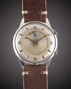 A RARE GENTLEMAN'S STAINLESS STEEL JAEGER LECOULTRE MEMOVOX 