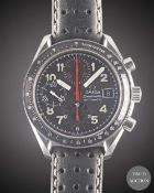 A GENTLEMAN'S STAINLESS STEEL OMEGA SPEEDMASTER AUTOMATIC CHRONOGRAPH WRIST WATCH CIRCA 1997