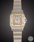 A LADIES STEEL & GOLD CARTIER SANTOS GALBEE BRACELET WATCH CIRCA 1990s, REF. 1567 Movement: