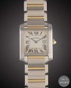 A MID SIZE STEEL & GOLD CARTIER TANK FRANCAISE BRACELET WATCH CIRCA 2000s, REF. 2465 Movement: