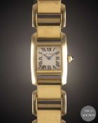 A LADIES 18K SOLID GOLD CARTIER TANKISSIME BRACELET WATCH CIRCA 2010 Movement: Quartz, signed