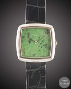 AN 18K SOLID WHITE GOLD AUDEMARS PIGUET WRIST WATCH CIRCA 1970s, WITH GREEN MALACHITE DIAL Movement: