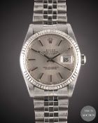 A GENTLEMAN'S STEEL & WHITE GOLD ROLEX OYSTER PERPETUAL DATEJUST BRACELET WATCH CIRCA 1994, REF.