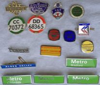 Selection of 1950s-70s bus enamel CAP BADGES & plastic PSV BADGES from a variety of UK operators