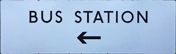 1960s/70s London Transport ENAMEL SIGN 'Bus Station' with directional arrow. A flanged sign