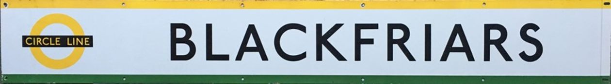 London Underground 1950s/60s enamel PLATFORM FRIEZE PANEL from Blackfriars station shared by the