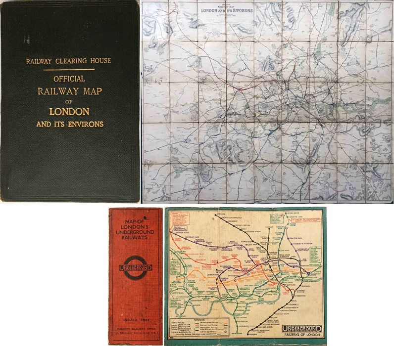 1919 Railway Clearing House 'Official Railway MAP of London & its Environs'. These highly