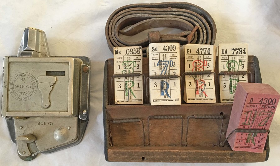 Bell Punch TICKET MACHINE, serial no 90675, complete with back-plate & separate leather strap,