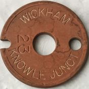 Tyers no 6 fibre SINGLE LINE TABLET 'Wickham - Knowle Junct, 23' from the Meon Valley line in