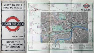 1924 London Underground POCKET MAP of the Electric Railways of London 