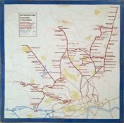 1920s Metropolitan Electric Tramways ENAMEL SYSTEM MAP. Shows this Underground Group company's