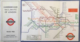 1933 London Underground H C Beck diagrammatic, card POCKET MAP from the first-year series titled '