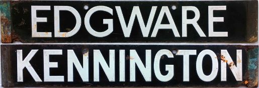 London Underground 1938-Tube Stock enamel CAB DESTINATION PLATE for Edgware / Kennington on the