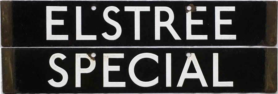 London Underground 1938-Tube Stock enamel CAB DESTINATION PLATE for Elstree / Special on the