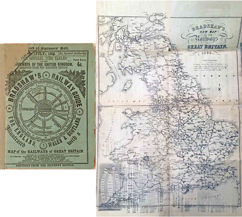 July 1863 BRADHSAW'S RAILWAY GUIDE -'The Official Timetables of the Railways of the United Kingdom'.