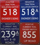 Selection (4) of London Underground enamel SECTION SWITCH PLATES. The plates measure 10.5