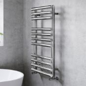 (DD43) 900 x 450mm Chrome Bar On Bar Towel Rail Radiator. RRP £369.99. Constructed from sturd...