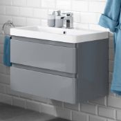 (DD28) 800mm Denver Gloss Grey Built In Sink Drawer Unit - Wall Hung. RRP £549.99. Come compl...