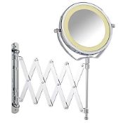 (Z1024) Wenko Brolo LED Telescopic Wall Mirror 3x magnification Chrome A stylish chrome wall m...
