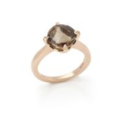 Cartier 18k Rose Gold Smoky Quartz Lotus Ring
