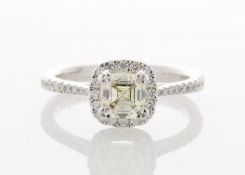 18ct White Gold Single Stone With Halo Setting Ring (1.01) 1.27