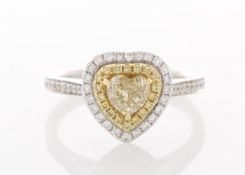 18ct White Gold Single Stone With Halo Setting Ring (0.34) 0.66