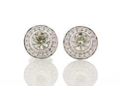 18ct White Gold Single Stone With Halo Setting Earring (1.01) 1.20