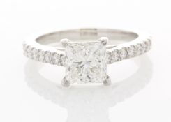 Platinum Single Stone Prong Set With Stone Set Shoulders Diamond Ring (1.70)