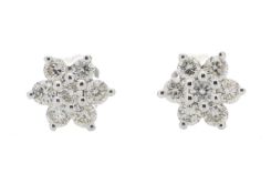 9ct White Gold Diamond Flower Earring 0.45