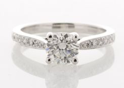 18ct White Gold Single Stone Prong Set With Stone Set Shoulders Diamond Ring (1.03) 1.21