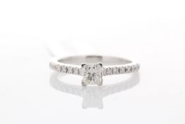 18ct White Gold Single Stone Prong Set With Stone Set Shoulders Diamond Ring 0.61