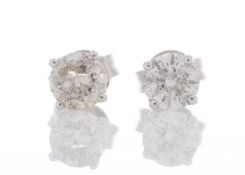 18ct White Gold Single Stone Prong Set Diamond Earring 1.14
