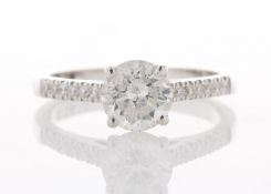 18ct White Gold Single Stone Prong Set With Stone Set Shoulders Diamond Ring 1.40