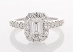 18ct White Gold Single Stone With Halo Setting Ring 1.57