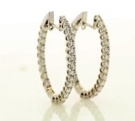 18ct White Gold Claw Set Eternity Hoop Diamond Earring 2.23