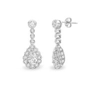 18ct White Gold Single Stone With Halo Setting Earring 0.90