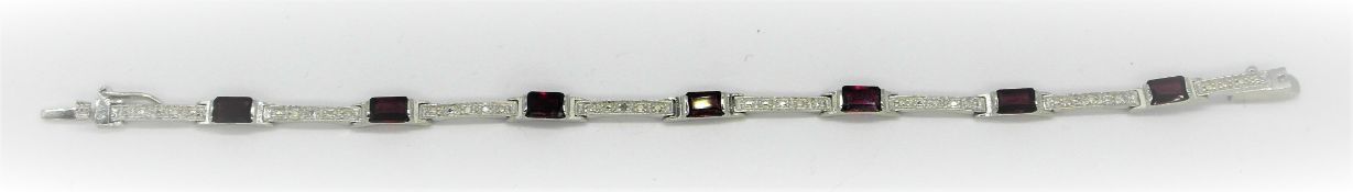 Garnet & Diamond Accent Bracelet