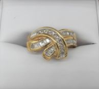 Diamond Swirl Crossover Ring