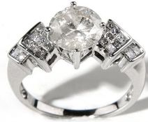 14Ct White Gold Single Stone Diamond Gallery Ring