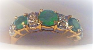 Emerald & Diamond Half Hoop Ring