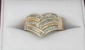 10Ct Yellow Gold Diamond Wishbone Ring