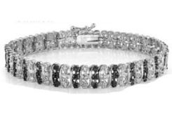 3 Row Black & White Diamond Tennis Bracelet