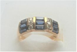 9 Stone Sapphire & Diamond Half Hoop Ring