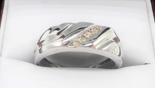 Gents One Row Diamond Crossover Ring