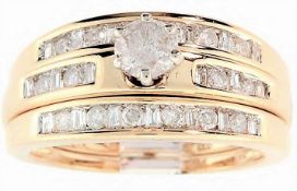 3 Piece Interlocking Diamond Wedding Set