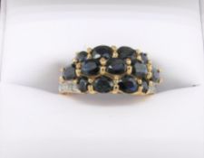 13 Stone Sapphire & Diamond Ring