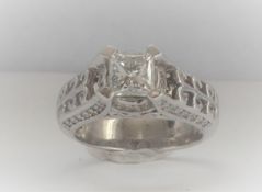 14Ct White Gold Single Stone Princess Cut Diamond Ring